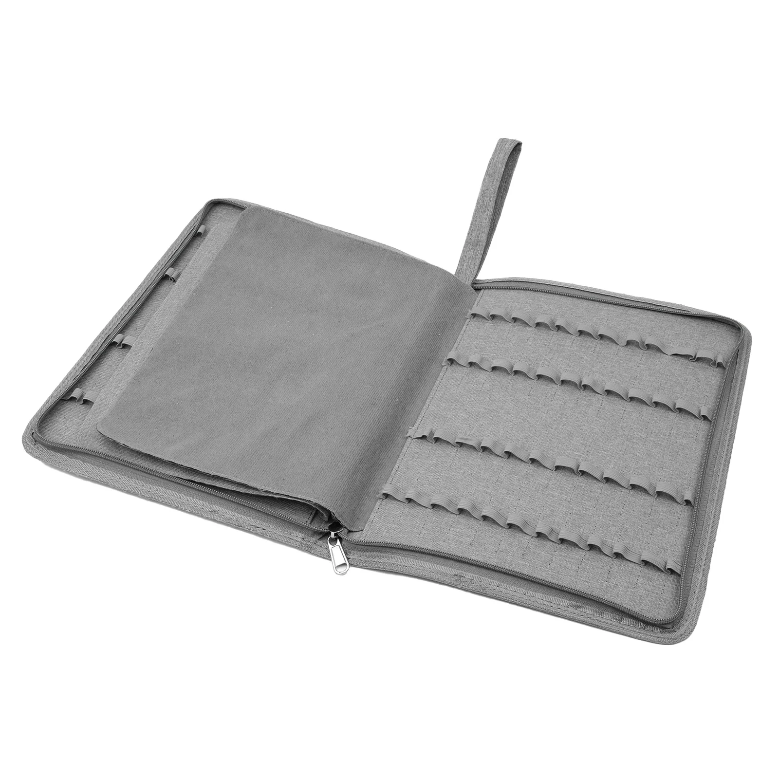 48SlotsGrayFountainPenCaseCanvasPenHolderDisplayPouchBag