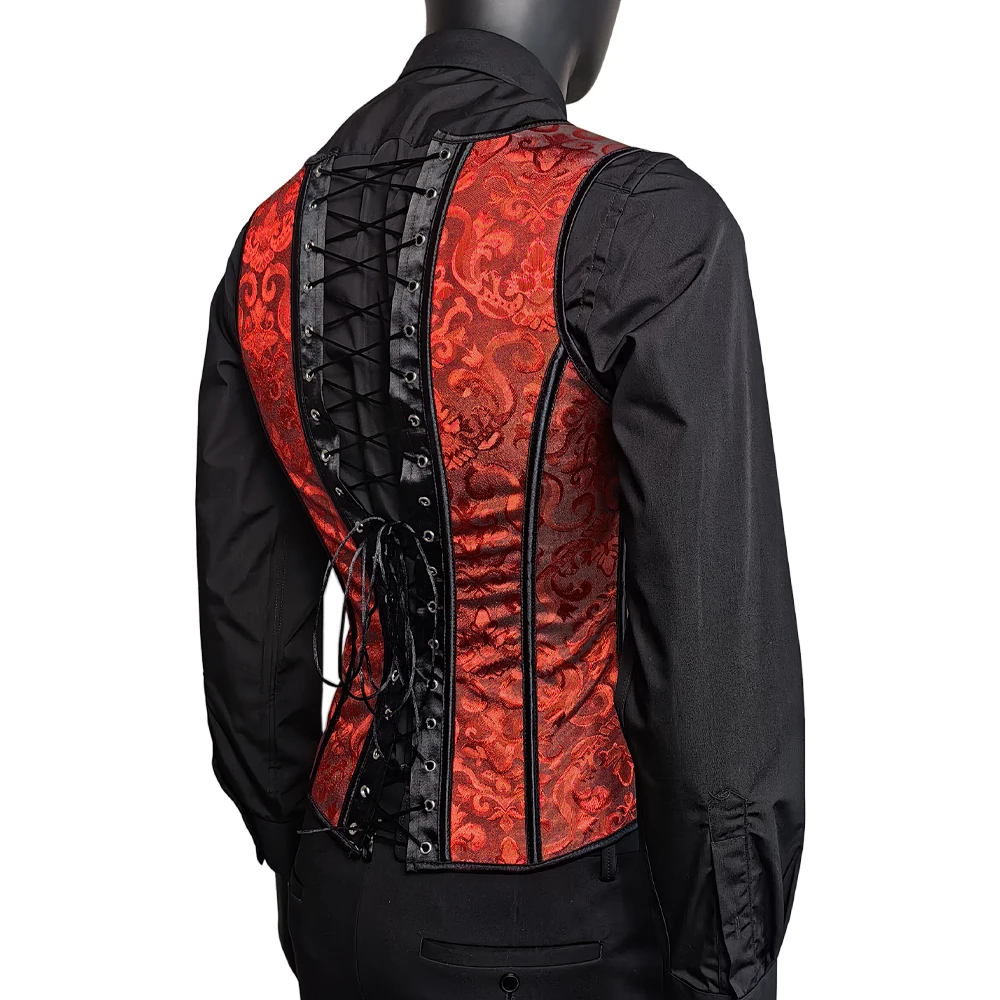 メンズレースアップおなかベスト,メンズコルセットベスト,タイト