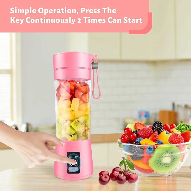 Portable Blender Mini Blender For Shakes And Smoothies Rechargeable USB  380Ml Traveling Fruit Juicer Cup With 6 Blades