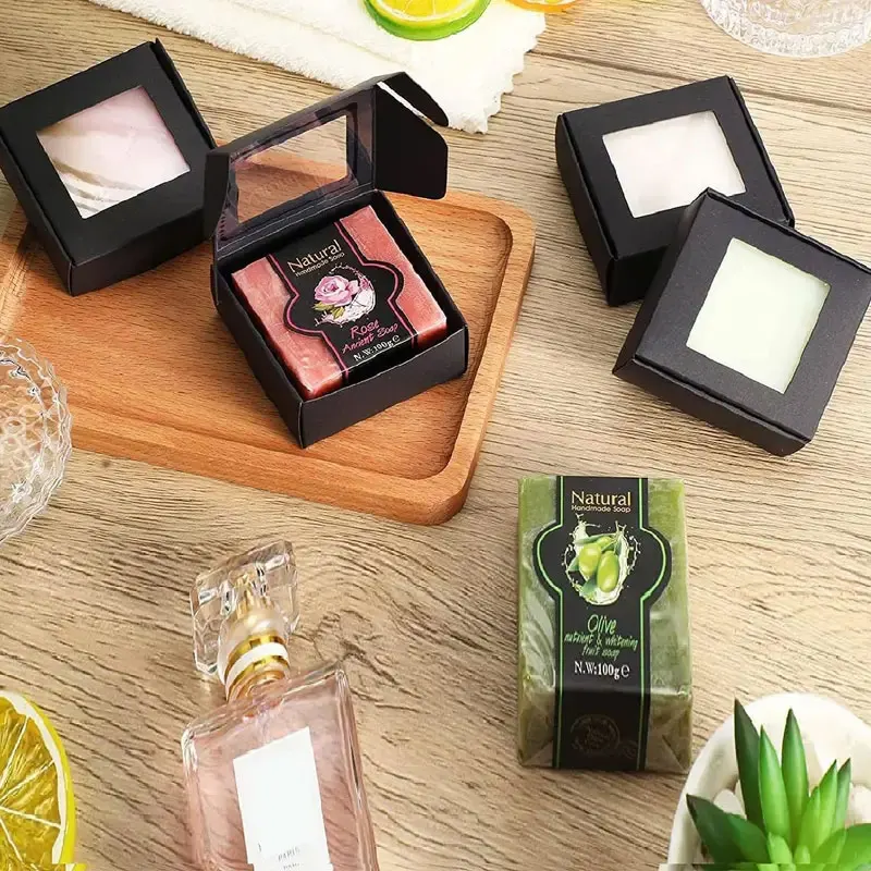 10/30/50pcs Mini Kraft Paper Soap Gift Boxes with Clear Window, Small Packaging Case fo... - SKU KGSB0930 - UGI Packaging