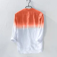 Men Summer Shirt Long Sleeve Hawaiian Blouse Hawaiian Cool Thin Breathable Lapel Collar Hanging Dyed Gradient Cotton Shirt 2022 - Image 2