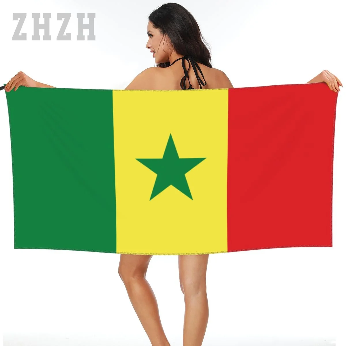 

More Design Senegal Flag Emblem Bath Towel Quick dry Microfiber Absorbing Soft Water Breathable Beach Swimming Bathroom