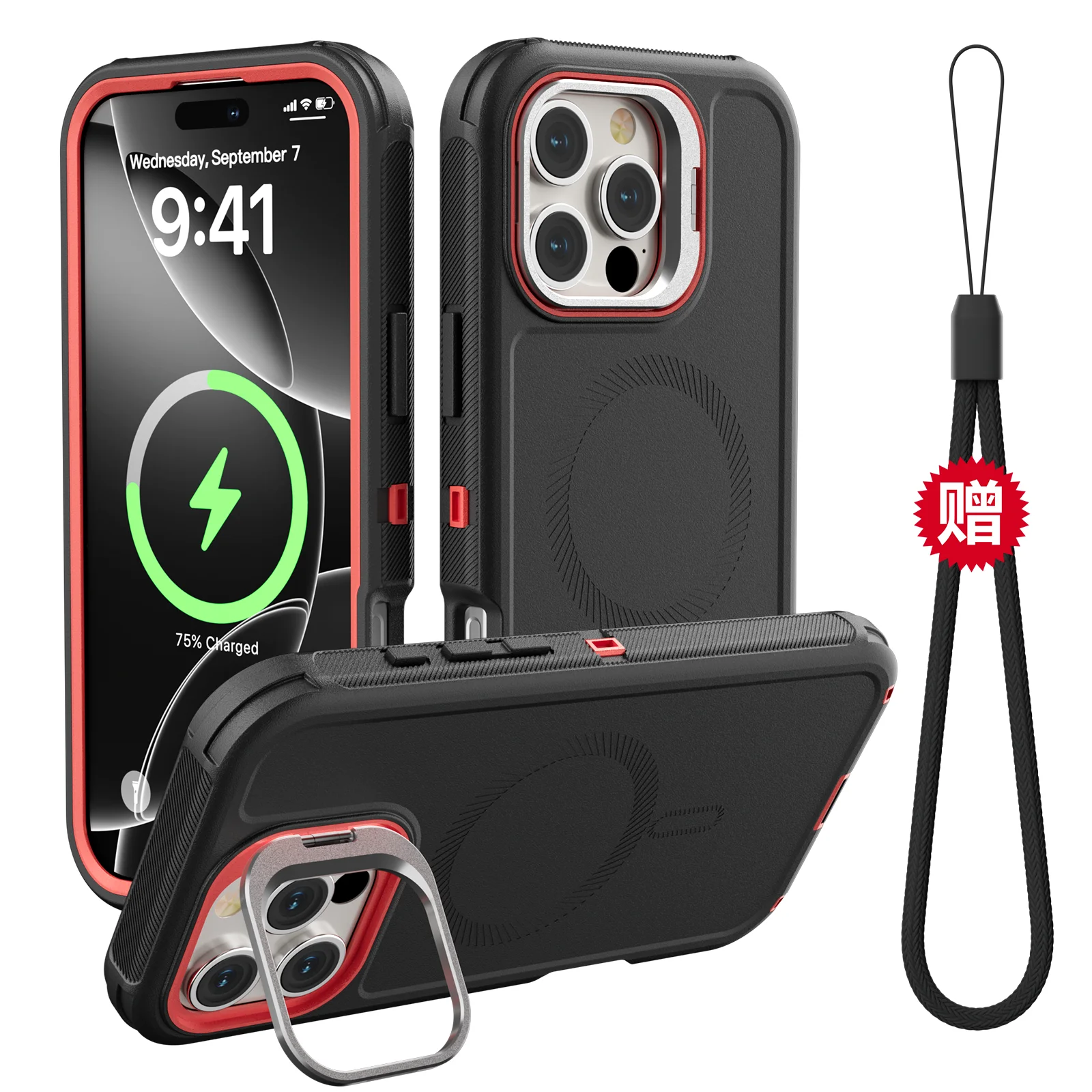 3-in-1 Military-Grade Magnetic Shockproof Case with MagSafe Compatibility
