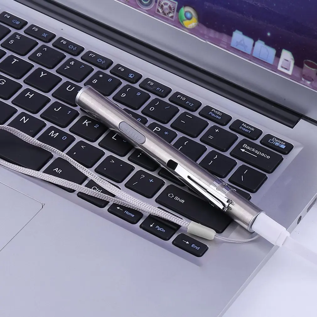 휴대용 LED 손전등 캠핑 하이킹을위한 USB 충전식 에너지 ??절약 미니 손전등 펜 라이트