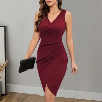 926-4ae127.jpg Robe élégante et formelle, sans manches, ourlet irrégulier pour le bureau et réception.