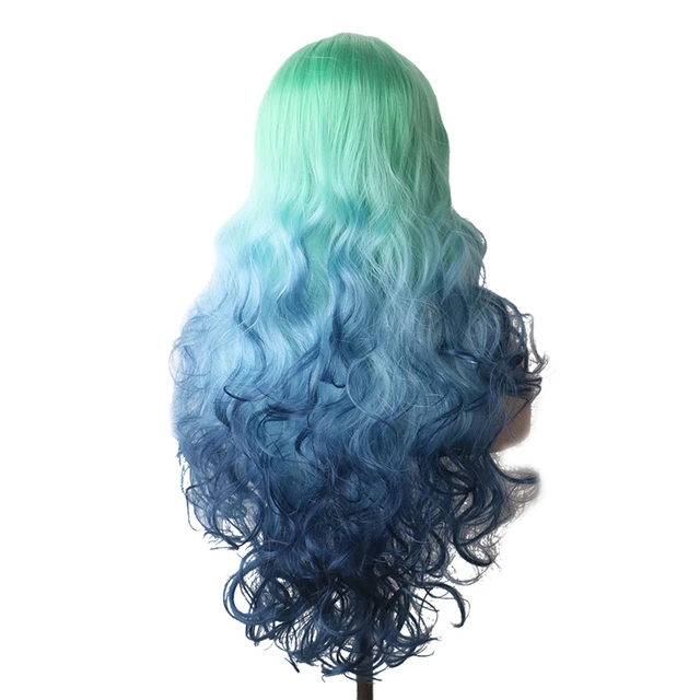 WoodFestival Wavy Synthetic Hair Wig Cosplay Ladies Colored Long Wigs For Women White Pink Red Dark Brown Green Blue Grey Ombre Same As Picture