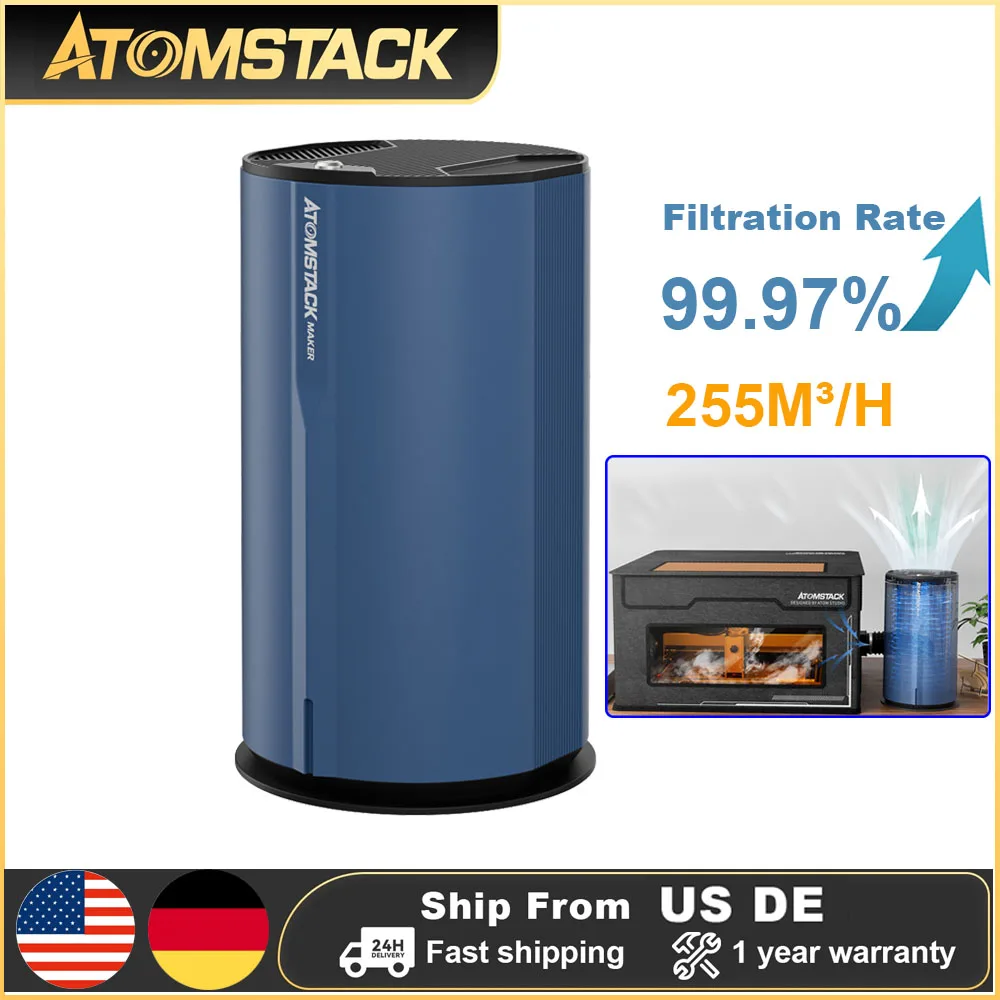 

ATOMSTACK Maker D2 Air Purifier Cleaner For Most Brand Laser Engraver Protective Box 7-Layer Smoke Filter 99.97% Filtration Rate