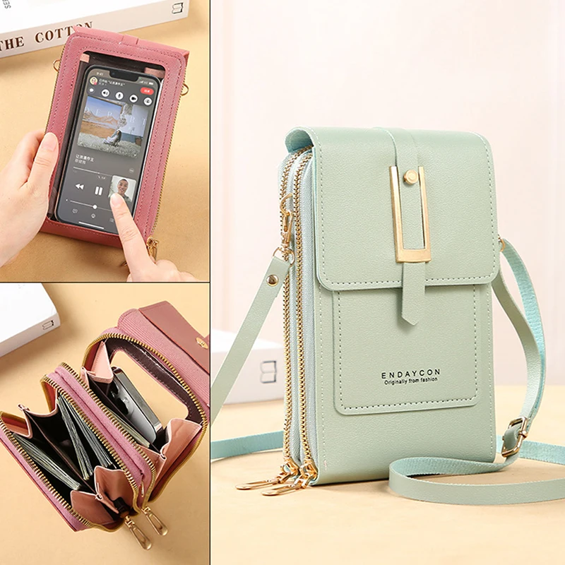 Buy GUSTAVE® Pink Mini Wallet Shoulder Small Crossbody Phone Bag for Women  with Earphone Cable Hole Wallet Clutch Bag for Women at