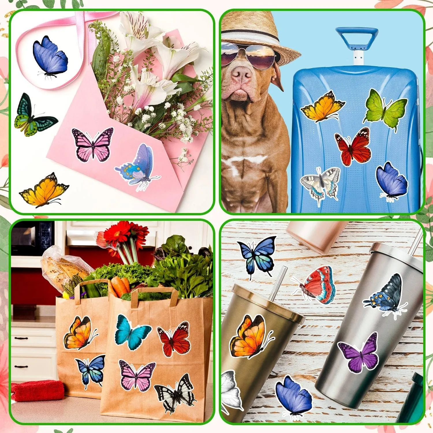 500Pcs Butterfly Flower Shaped Sticker Decoration Gift Box Sticker Label Stationery Sticker