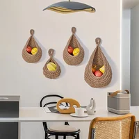Handwoven Hanging Wall Vegetable Fruit Basket Organizer Container Decor for Kitchen Garden Mount Wall Plant Flower Onion Storage 4