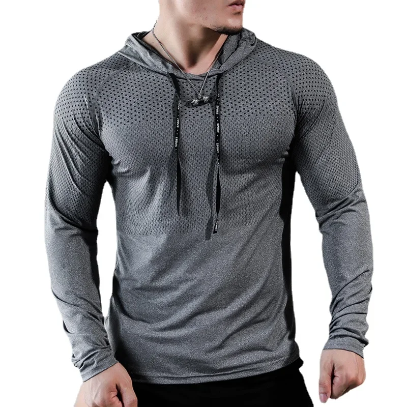 

2024 Mens Fitness Tracksuit Running Sport Hoodie Gym Joggers Hooded Workout Athletic Clothing Muscle Training Sweatshirt Tops