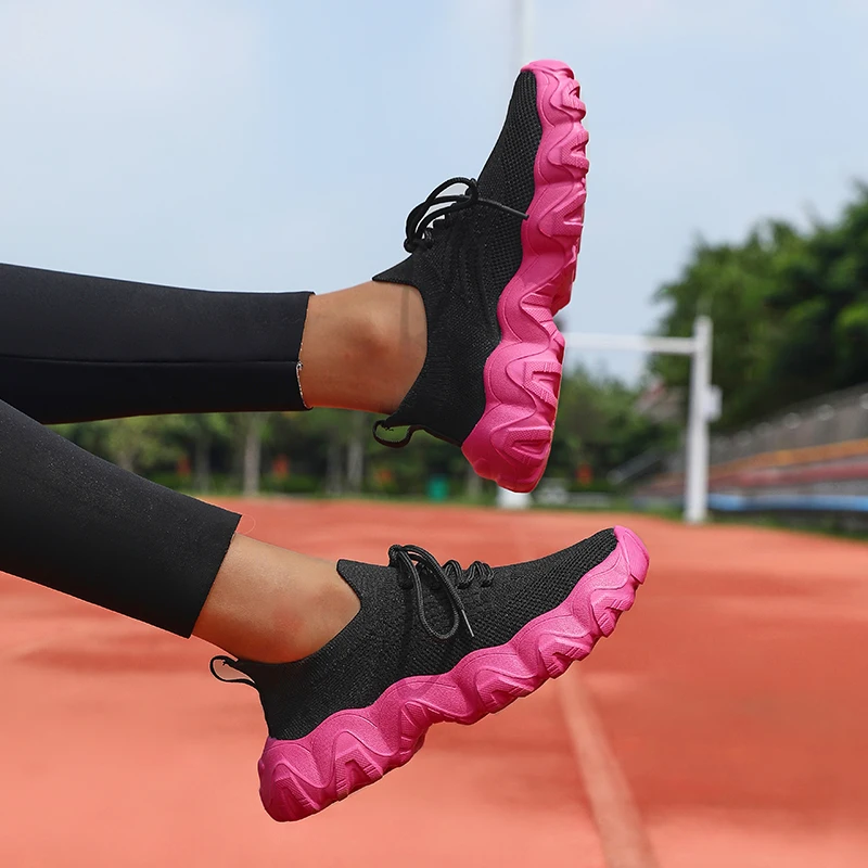 Fashion Women's Sneakers Mesh Breathable Platform Versatile Running Lightweight Lace Up Training Summer Casual Vulcanized Shoes