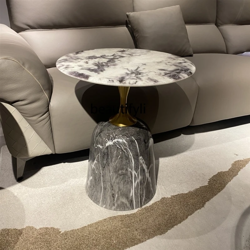 

Italian round Marble Coffee Table Living Room Luxury Stone Side Table round Table Light Luxury Modern Versatile