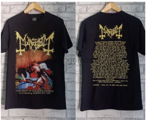 

Mayhem - Dawn Of The Black Heart reprint 2-сторонняя графическая футболка vtg