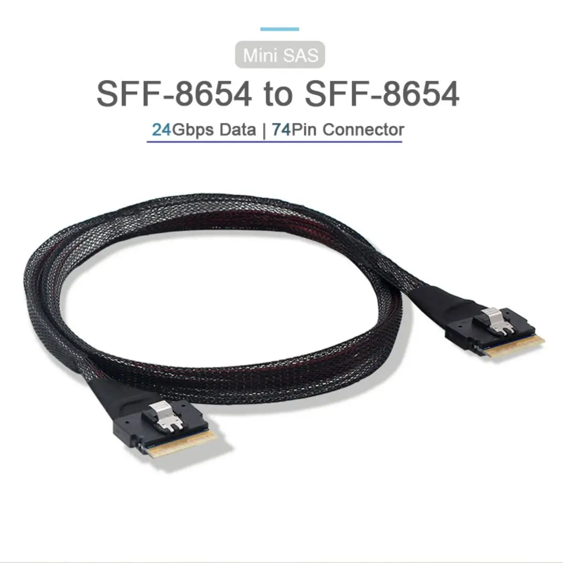 

CYSM ChenYang SFF-8654 8i 74pin Host Male to SFF-8654 74Pin Male PCI-E Slimline SAS 4.0 Target Cable 50cm