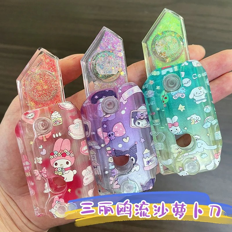 

Anime Sanrio Kawaii Hello Kitty Cinnamoroll Kuromi Cute Cartoon LED Lights Transparent Toy Knife Children's New Toys Gifts