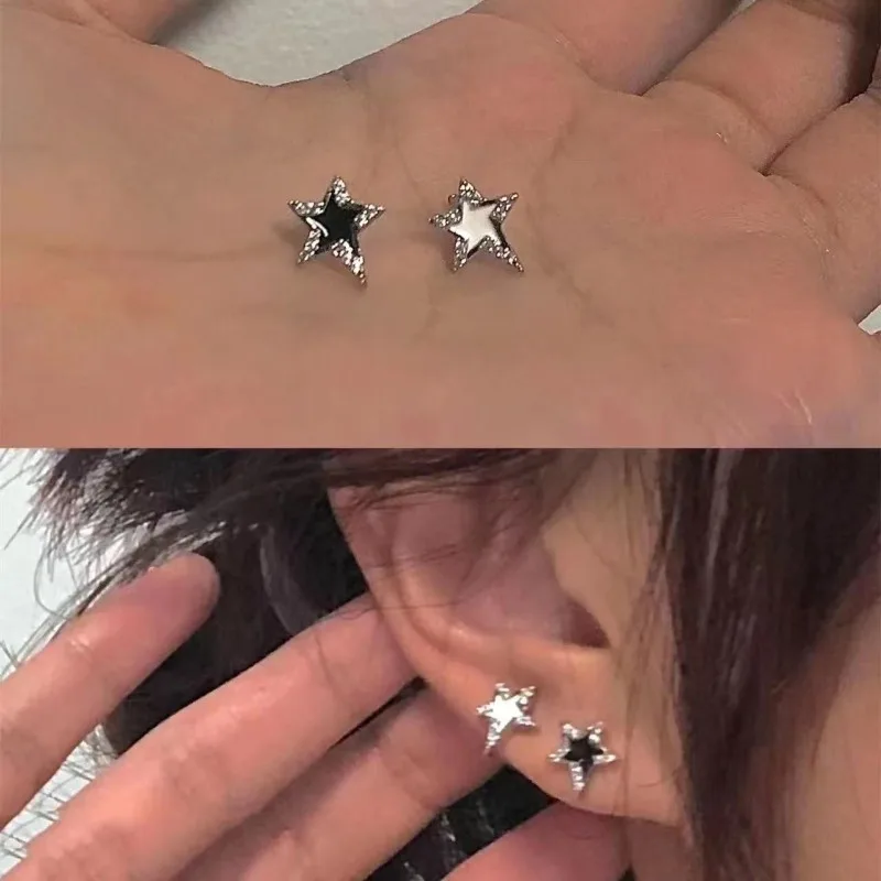 正規店購入 STARTEXCEEDEND ユニーク アクセサリー y2k Y2K Earrings Pentagonal Star Stud Earrings for Women Girl