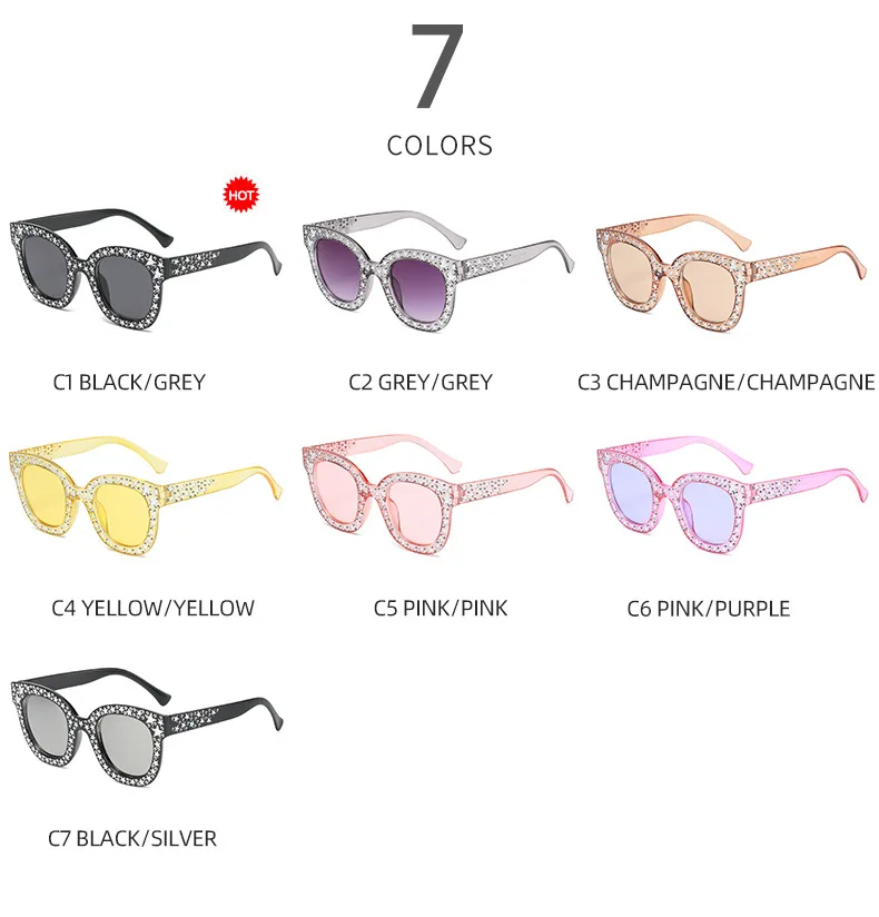 oversized sunglasses Retro Oversize Mosaic Star Sunglasses Women 2022 Cute Sexy Model Catwalk Style Sun Glasses Ladies Fashion Decoration Eyewears UV rectangle sunglasses