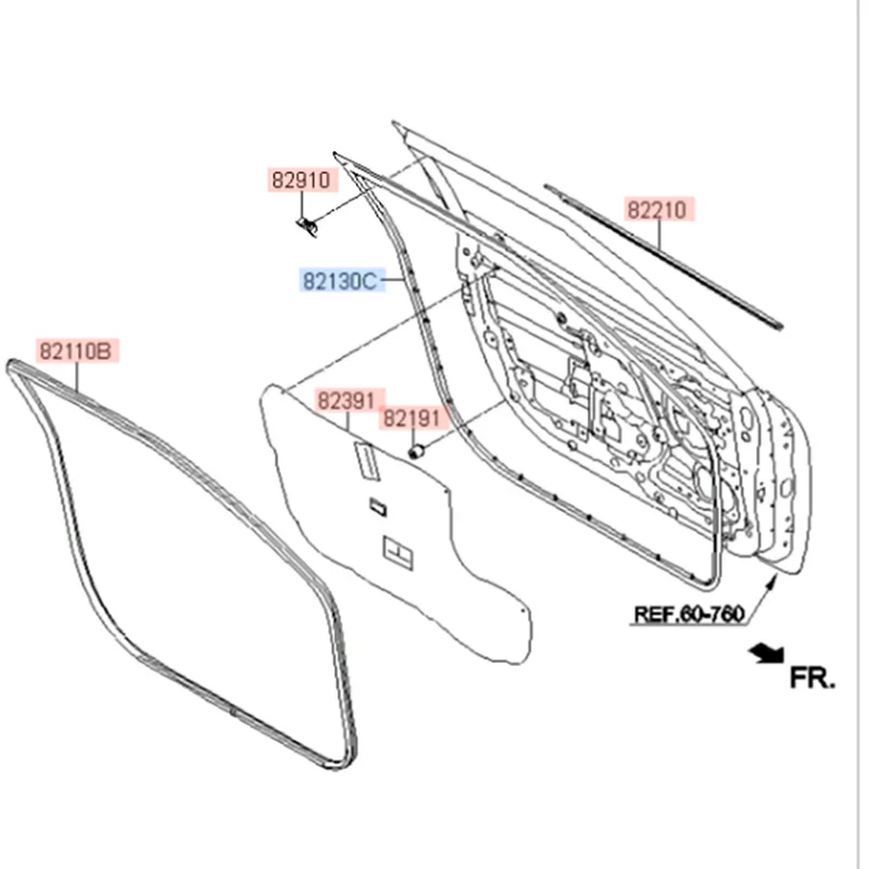 Car Roof Seal Strips Baificar Genuine Front Door Weather-Strip 82130-2V000 82140-2V000 83140-2V000 For 2012-Hyundai Veloster 5.0