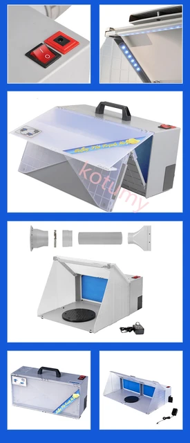 Airbrush Spray Booth with Turn Table Foldable Exhaust Filter Extractor Set  Paint Booth for Model Crafts Painting 100‑240V - AliExpress