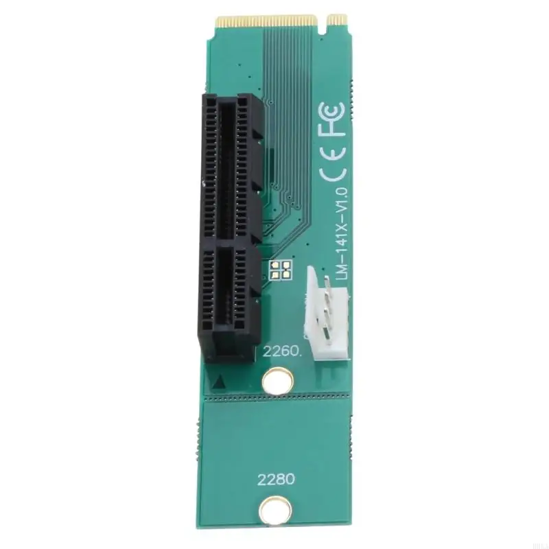 B0KA NGFF to PCI-E 4X Riser Card Adapter Power Cable Support 2260/2280 SSD