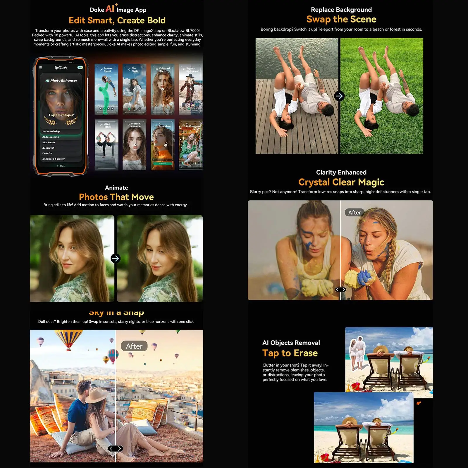 BLACKVIEW BL7000 5G AI Rugged Phone 8GB+256GB 6.78" HD+2.4K Display 120Hz Dimensity 6300 Android 15 7500Amh NFC Smartphone