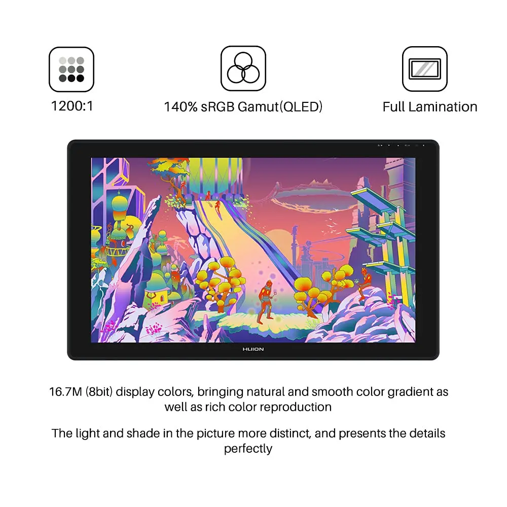 HUION-Kamvas 24 Plus 펜 디스플레이 태블릿 모니터, 23.8 인치 디지털 그래픽 드로잉 모니터, 8192 레벨 배터리 없는 펜