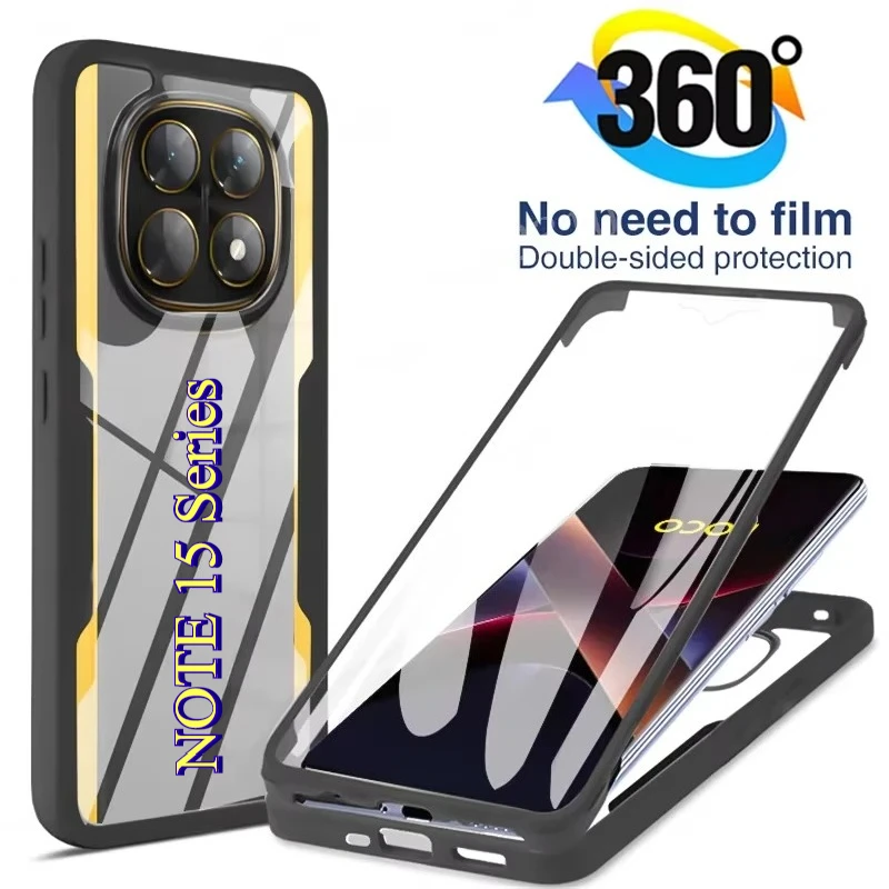 3-in-1 360° Full Coverage Shockproof Phone Case with Tempered HD Rugged Cover