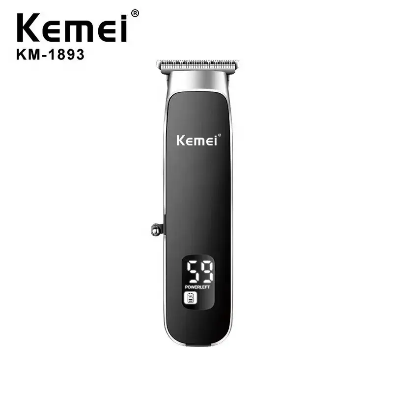 Kemei KM-1893 professional rechargeable metal clippers lcd display men 2 in 1 sculpture hair trimmer machine electric cutter