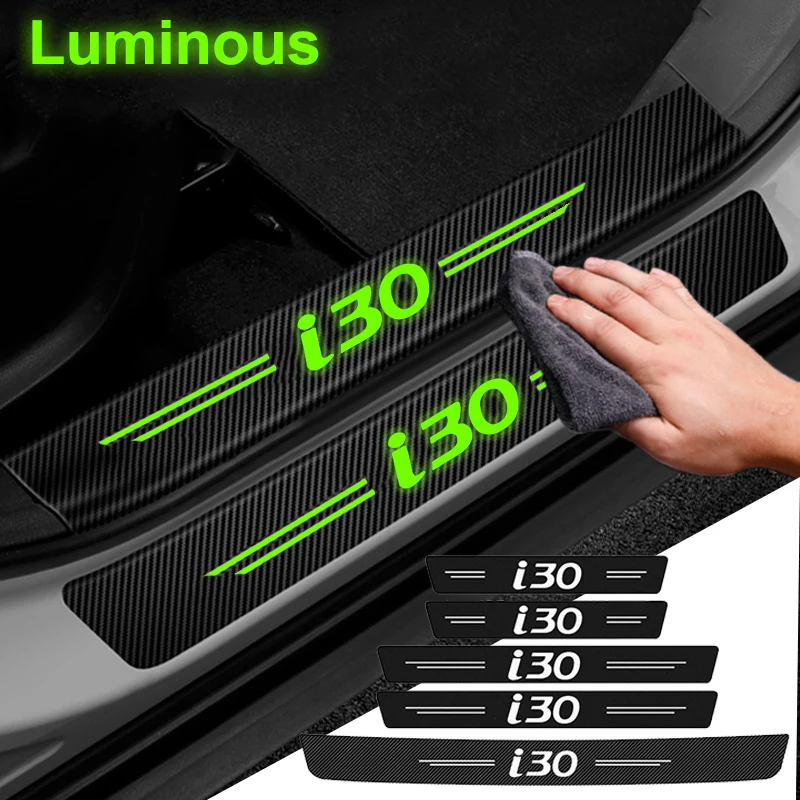 

Светящиеся наклейки на пороги автомобиля для HYUNDAI I30, защитные наклейки на задний бампер, педаль входа автомобиля, пленка против царапин