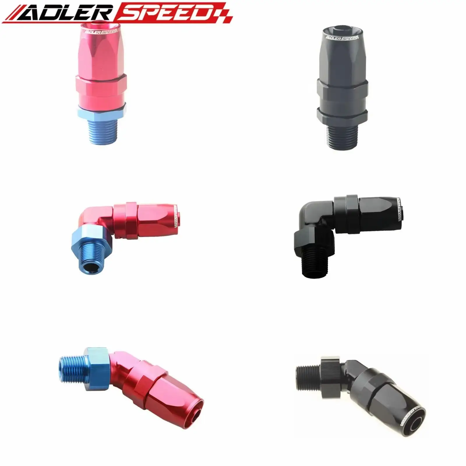 ADLERSPEED -6 AN AN6 1/8 NPT 직선/45도/90도 회전 호스 엔드 피팅 어댑터 알루미늄
