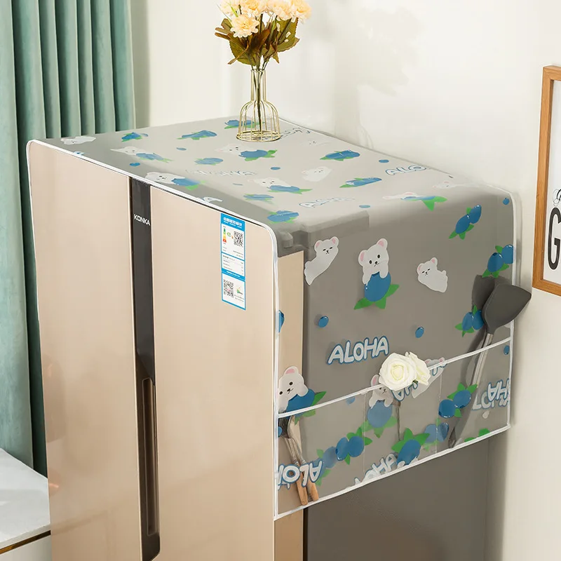 

Refrigerator Cover Dust Cloth Simplicity Printed Refrigerator Cover Washing Machine Dust Cover Storage Bag Top Cover Cloth