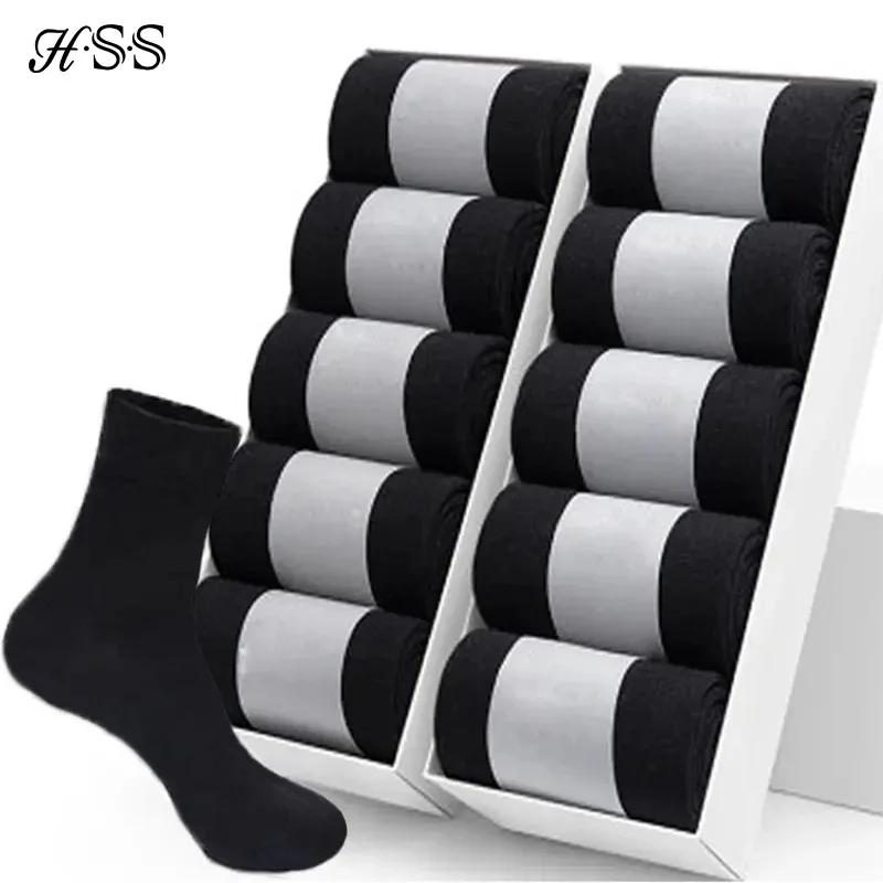 HSS 10Pairs Men‘s Socks Cotton Casual Business Middle Black Breathable Male Crew Socks Summer Winter Dress Gifts Socks Size38-45 Best Sellers In Accessories