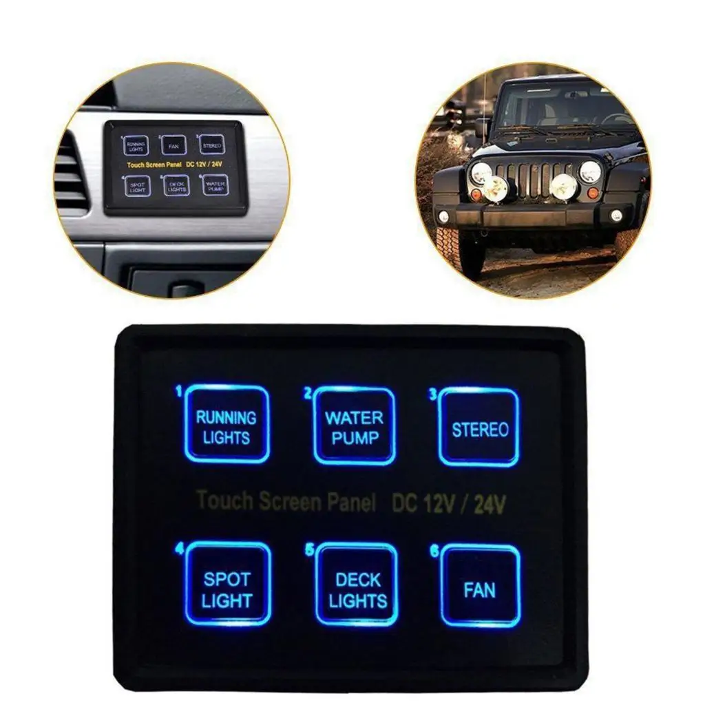 

12V/24V 6 Gang Touch Screen Panel Capacitive Box for Car UTV Marine Yachts Boat