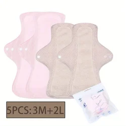 Eco - friendly Washable Cotton Mesh Sanitary Pads - Set of 5 Breathable and Comfortable Panty Liners for Summer (Pink CM3)