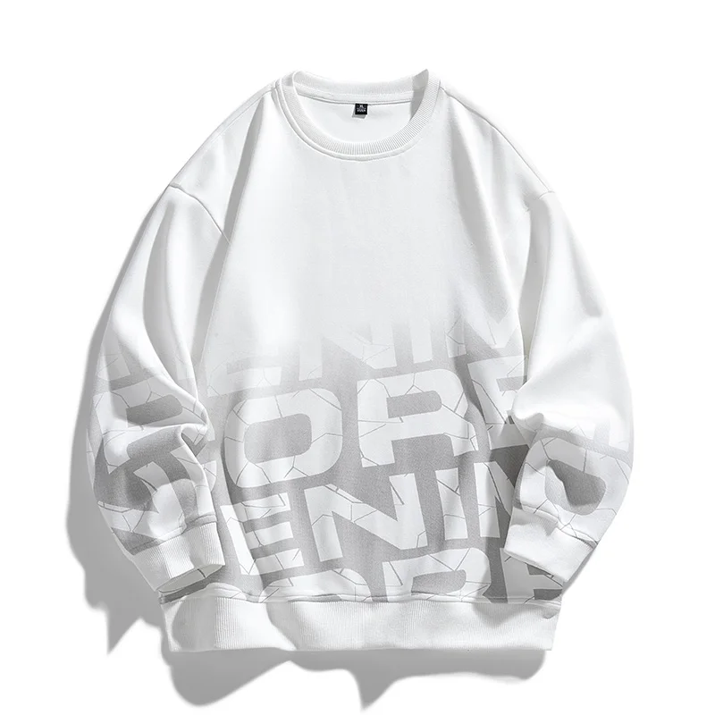Autumn New Gradient Letter Sweatshirt For Men Harajuku Streetwear Trend Crew Neck Pullovers Oversized Unisex Clothing Male Top