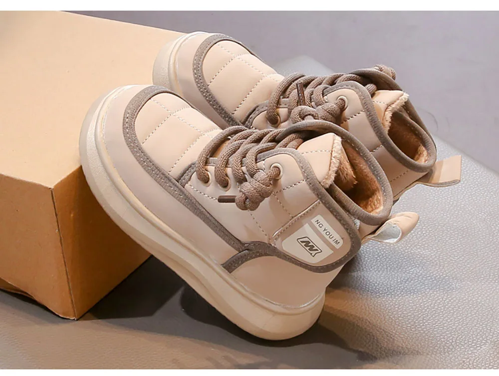 2024 Tendenza Moda Bambini Neve Antiscivolo Adolescente Ragazza Peluche Stivali Morbidi Suola Finta Pelliccia Cotone Scarpe Per Ragazzi_voghion.com