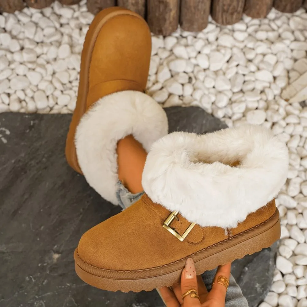 Women's Winter Snow Boots Thicken Plush Warm Cotton Suede Ankle Non-Slip Platform Casual Boot 2025 New Style Warmth