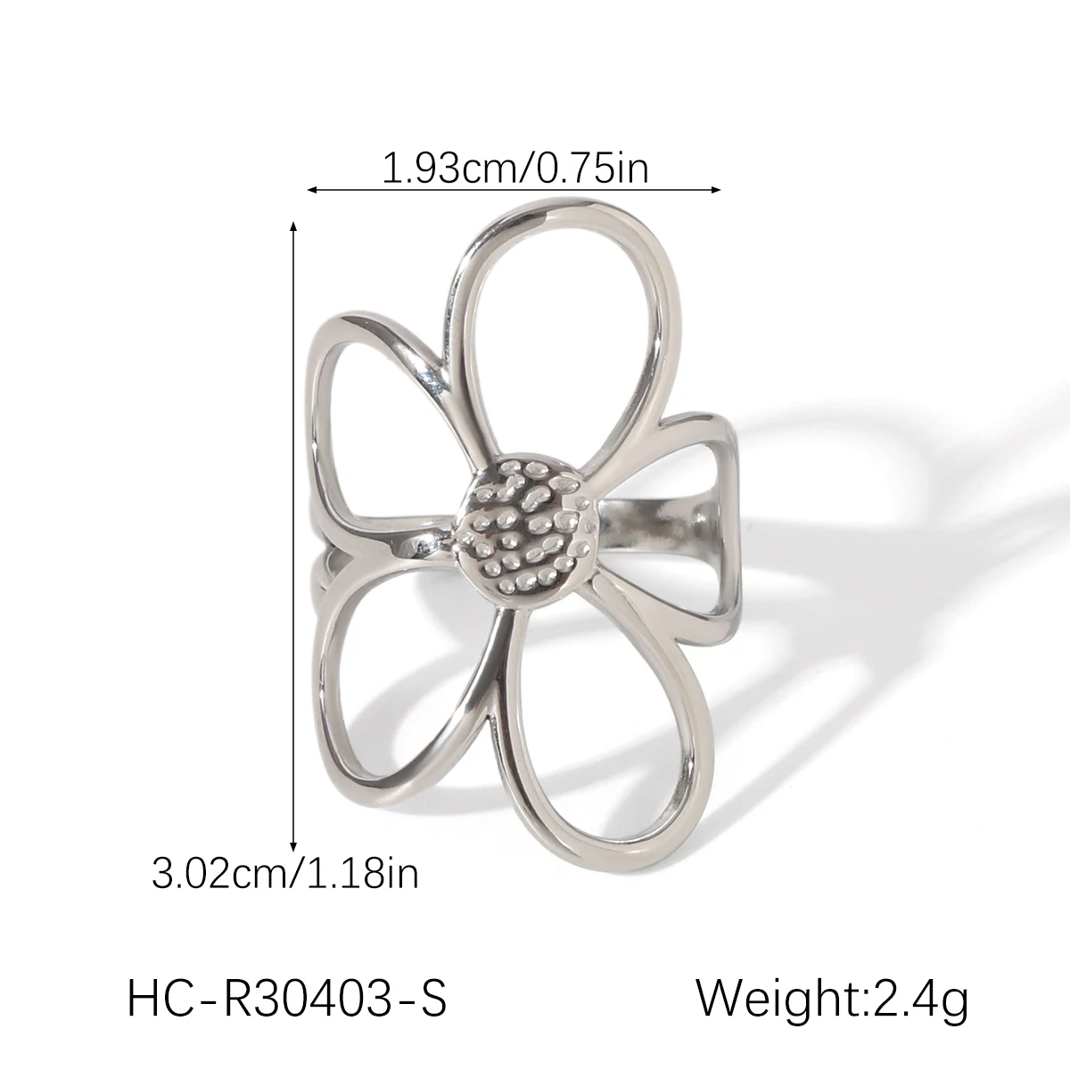 Damen-Ring aus Edelstahl mit hohler Blume, Retro, kreativ, verstellbarer Ring, modisch, wasserdicht, täglicher Schmuck, Accessoires, Geschenk – Detail 3
