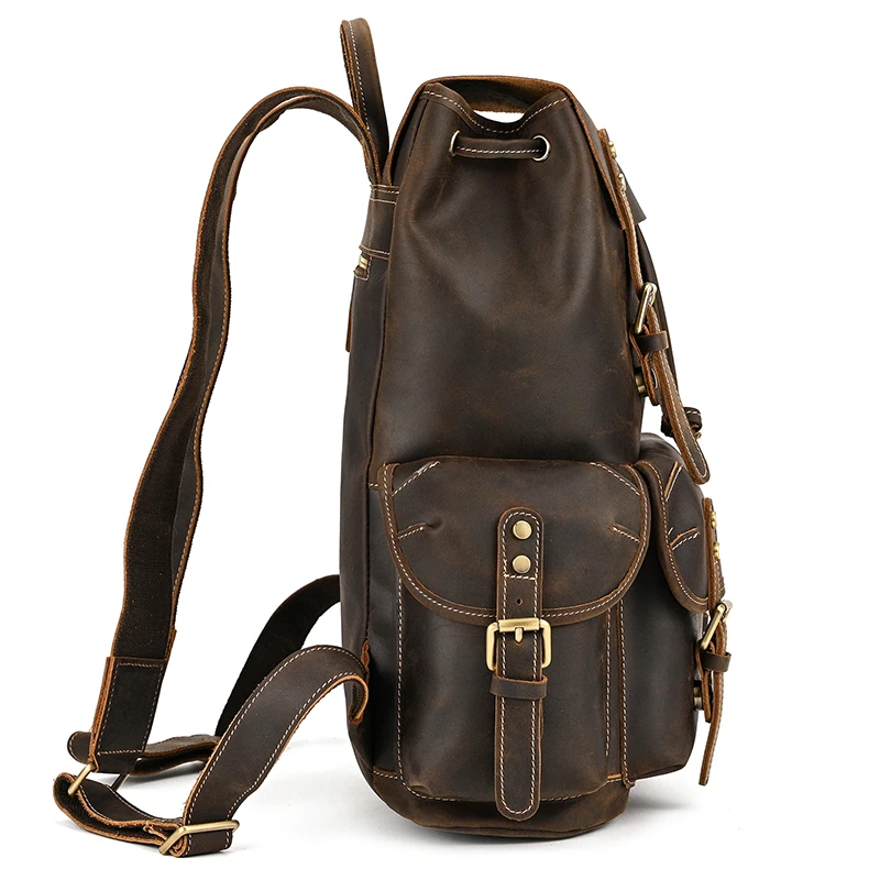 Leather Backpack Travel Pioneer™ - Dark Brown