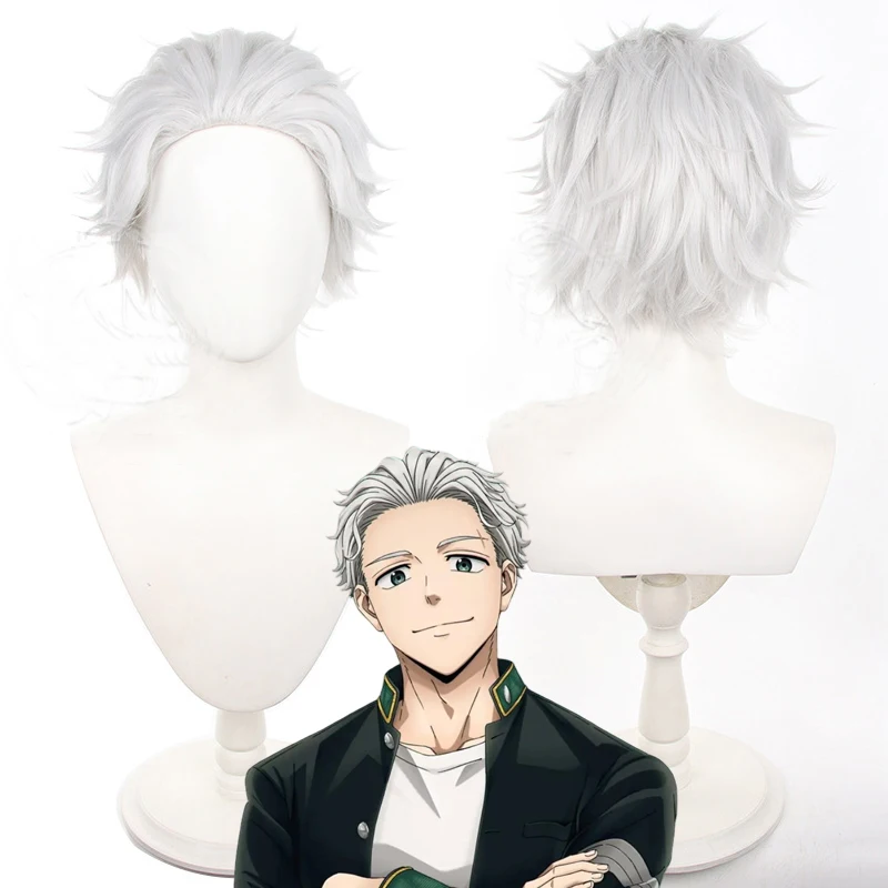 

Anime WIND BREAKER Hajime Umemiya Cosplay Wig Silver Gray Short Hair Styling Heat Resistant Synthetic Hair Wigs Halloween Prop