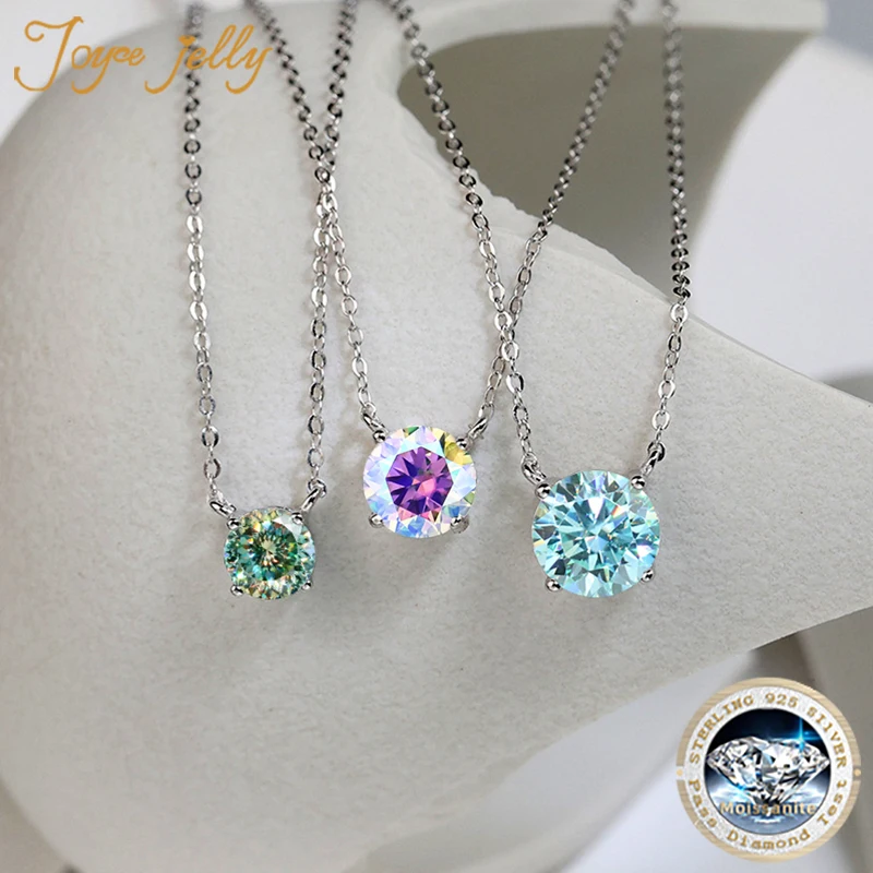 JoyceJelly-collar de moissanita de 1/2/3/5 quilates para mujer, joyería fina de Plata de Ley 925 para boda y novia