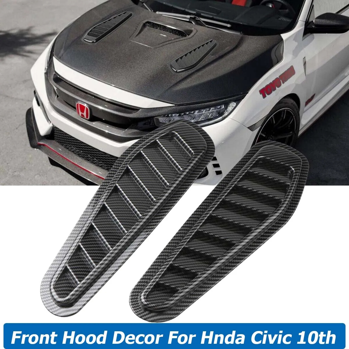 Car Hood Vent Cover 2-Pack Fake Hood Vents ABS Decorative Scoop