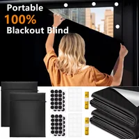 Blackout Curtain Removable Portable Travel Blocking Darkest Window Film Cloth Temporary DIY No Drill Blackout Curtains 1