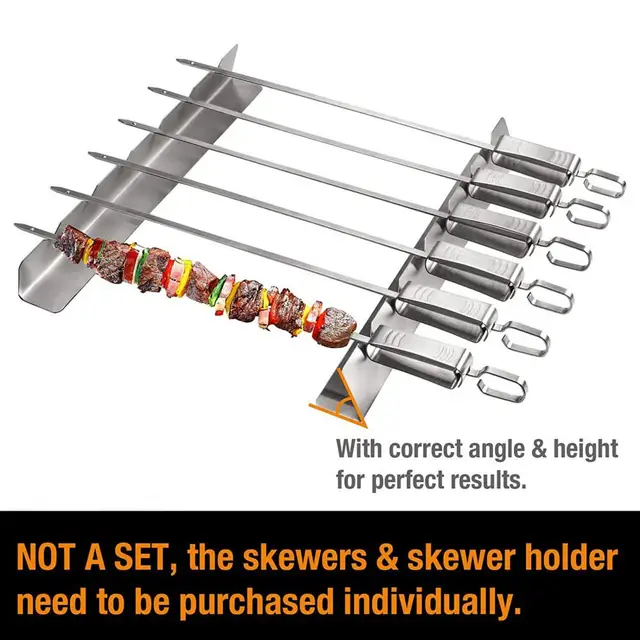 Környezetbarát V-Alakú Ezüst Színű Grill Grillnyílások Tartó Hőkezelő Bbq Nyársai Kiegészítők - Image 6