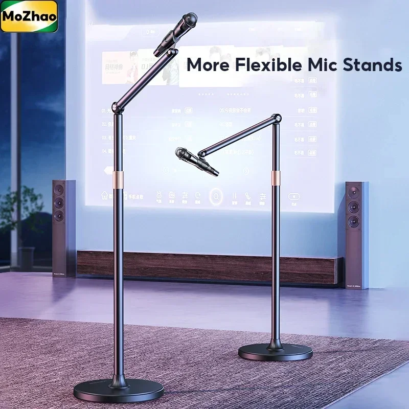 MoZhao-Microfone Stand Floor, Mic Stand, Integrado, Vertical, Suportes Dobráveis, Braço Boom, Transmissão ao Vivo