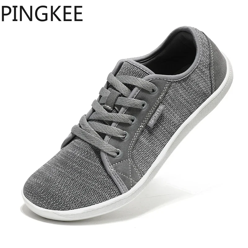 

PINGKEE Mens Barefoot Shoes Leather Offer Sneakers Man Unisex Wide Toe Box Zero Drop Shoes Sneakers Comfortable Foot For Men