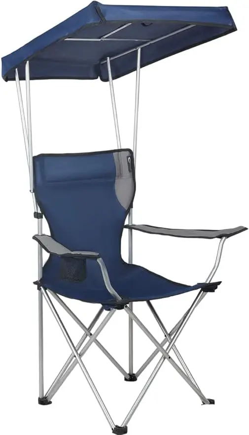 folding-sun-protection-lawn-chair-with-canopy-and-cup-holder-for-outdoor-camp-park-patio-beach-picnic-support-300-lbs