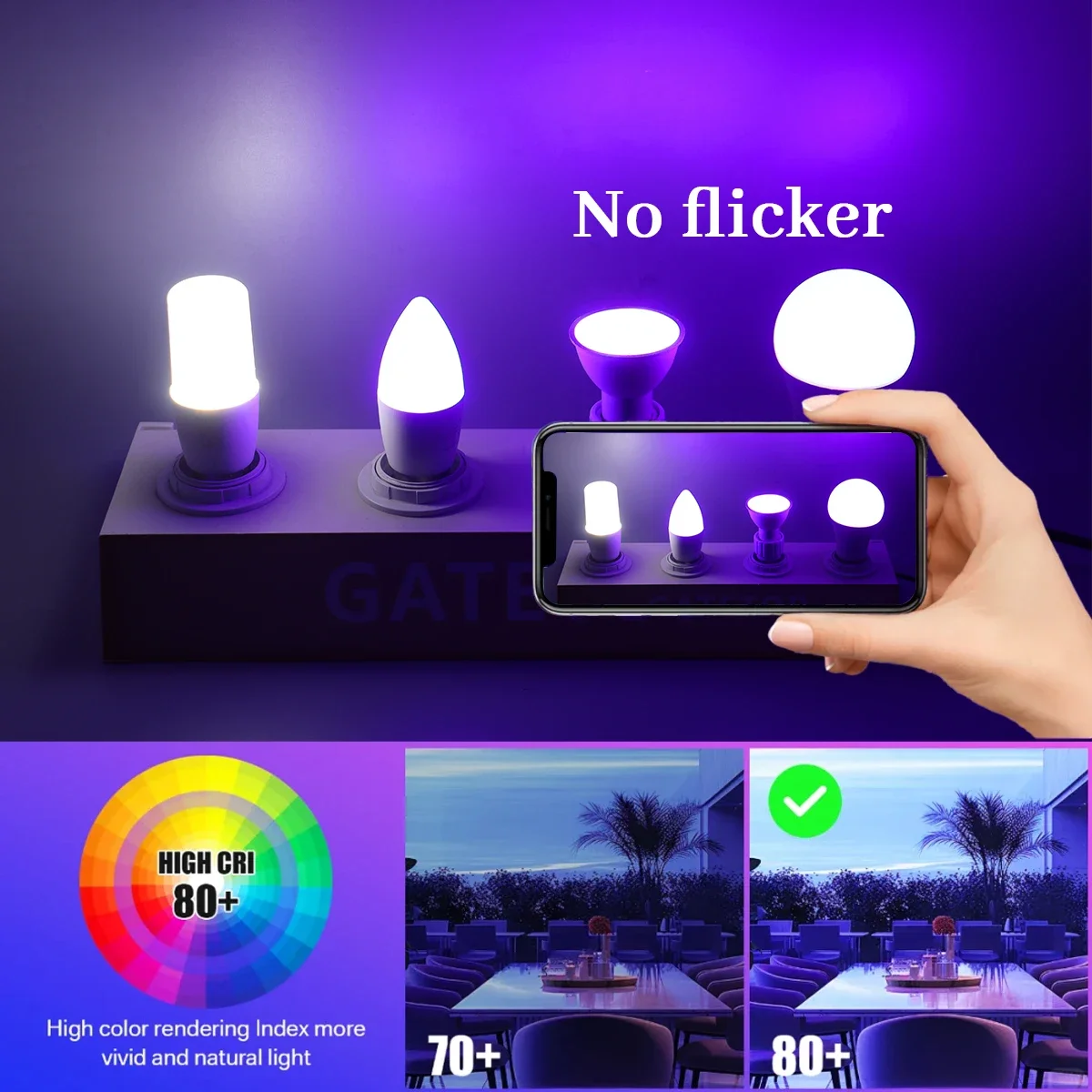 รูปสินค้า หลอดไฟ LED สีสันสดใส ปรับแสงได้ 20W