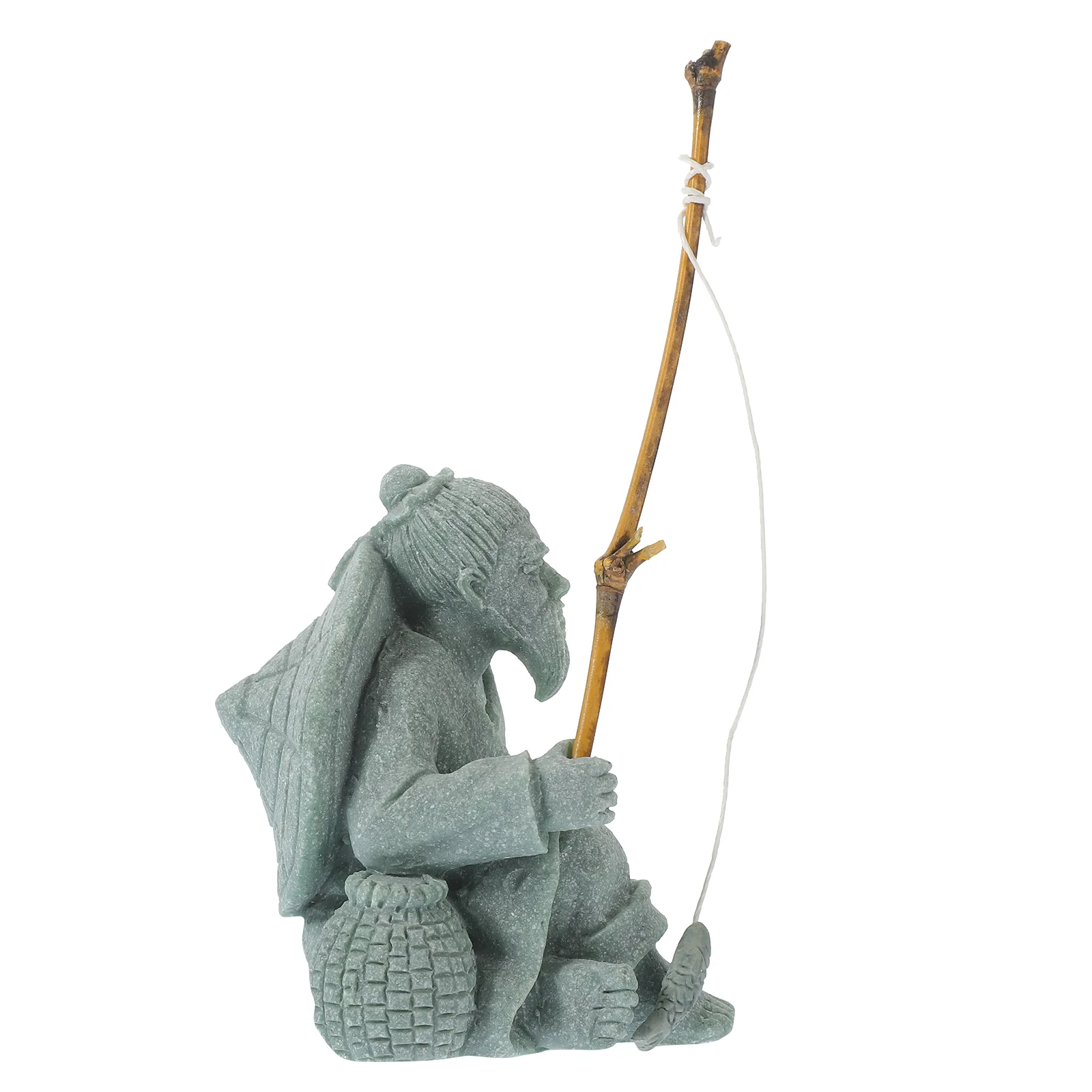 

Decorate Desktop Fisherman Figure Ornament Tank Aquarium Decoration Green Sandstone Adornment Small Craft Office Model